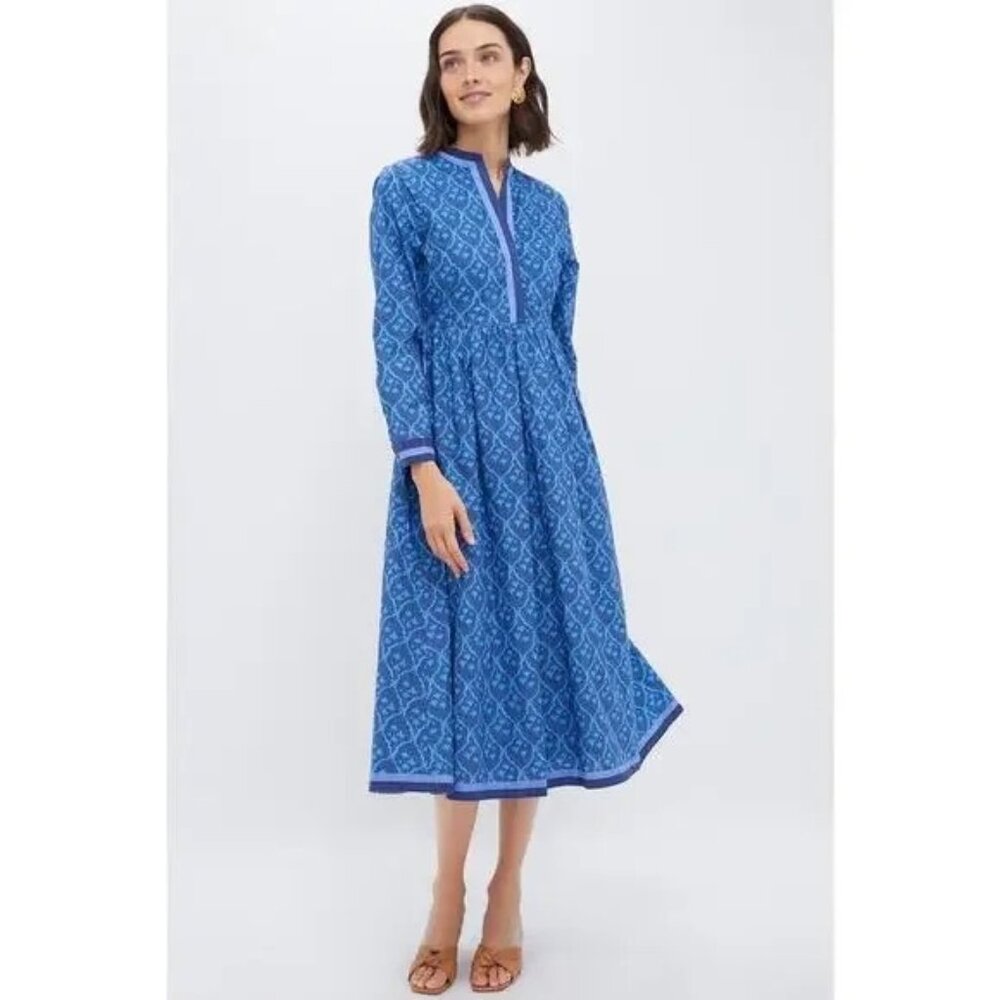 HYACINTH HOUSE Navy & Cerulean Floral Nancy Midi Dress Size M  NWT